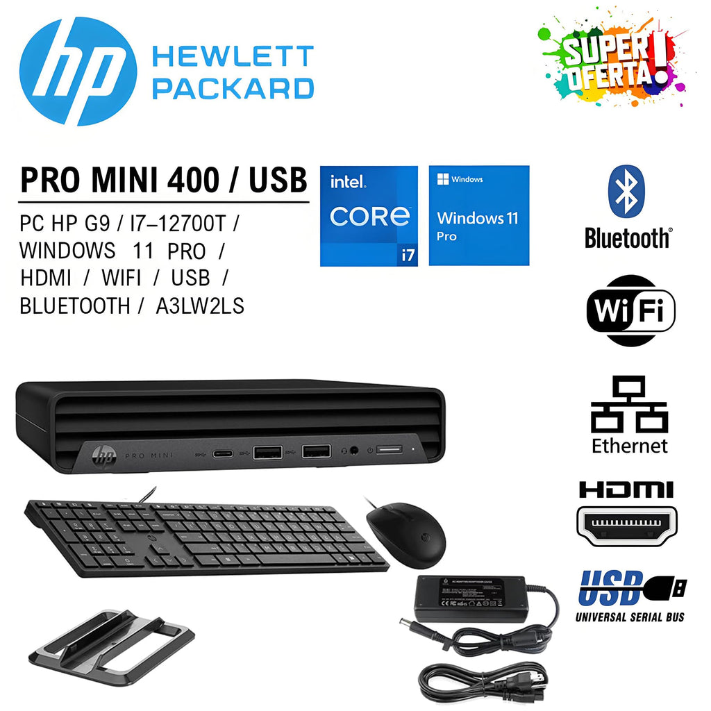 HP Mini Desktop PC Intel i7-12700T 16GB RAM 512GB SSD Windows 11 Pro T58060