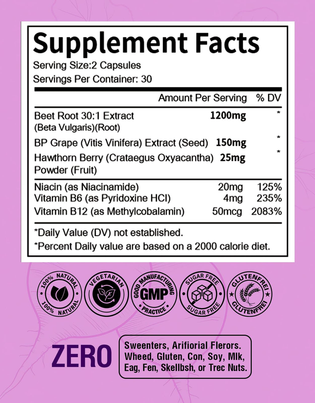 Beet Root Capsules 1200mg 60 Count O842