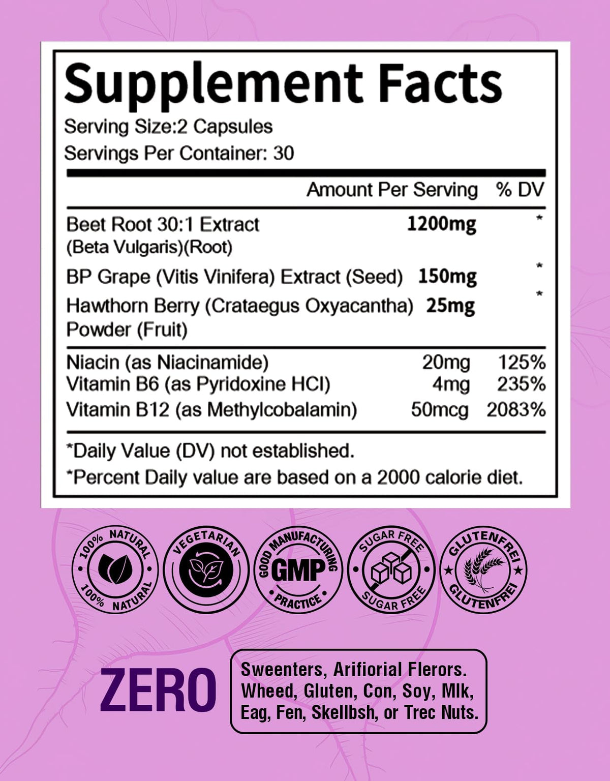 Beet Root Capsules 1200mg 60 Count O842