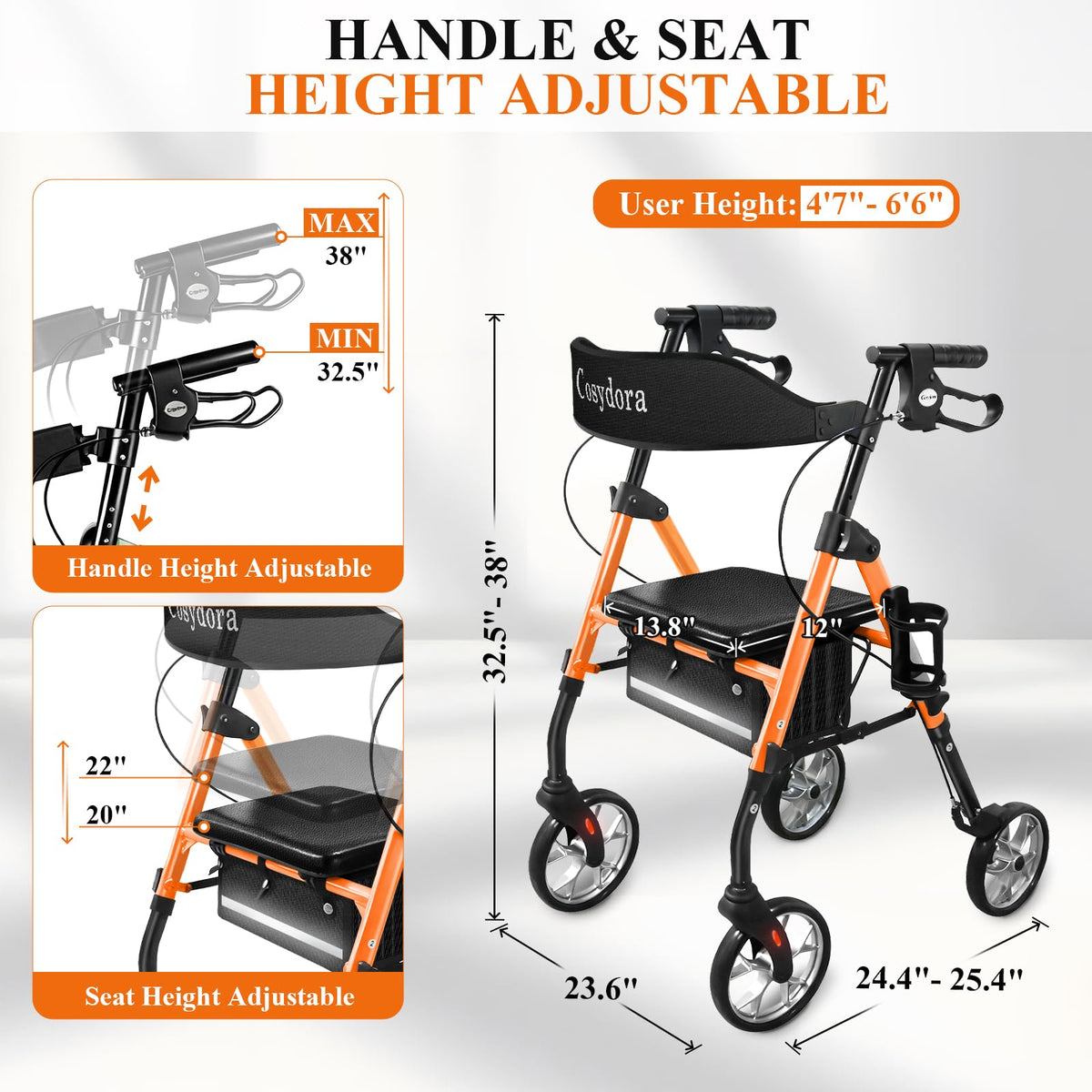 Ultra Lightweight Rollator Walker with Seat I9743