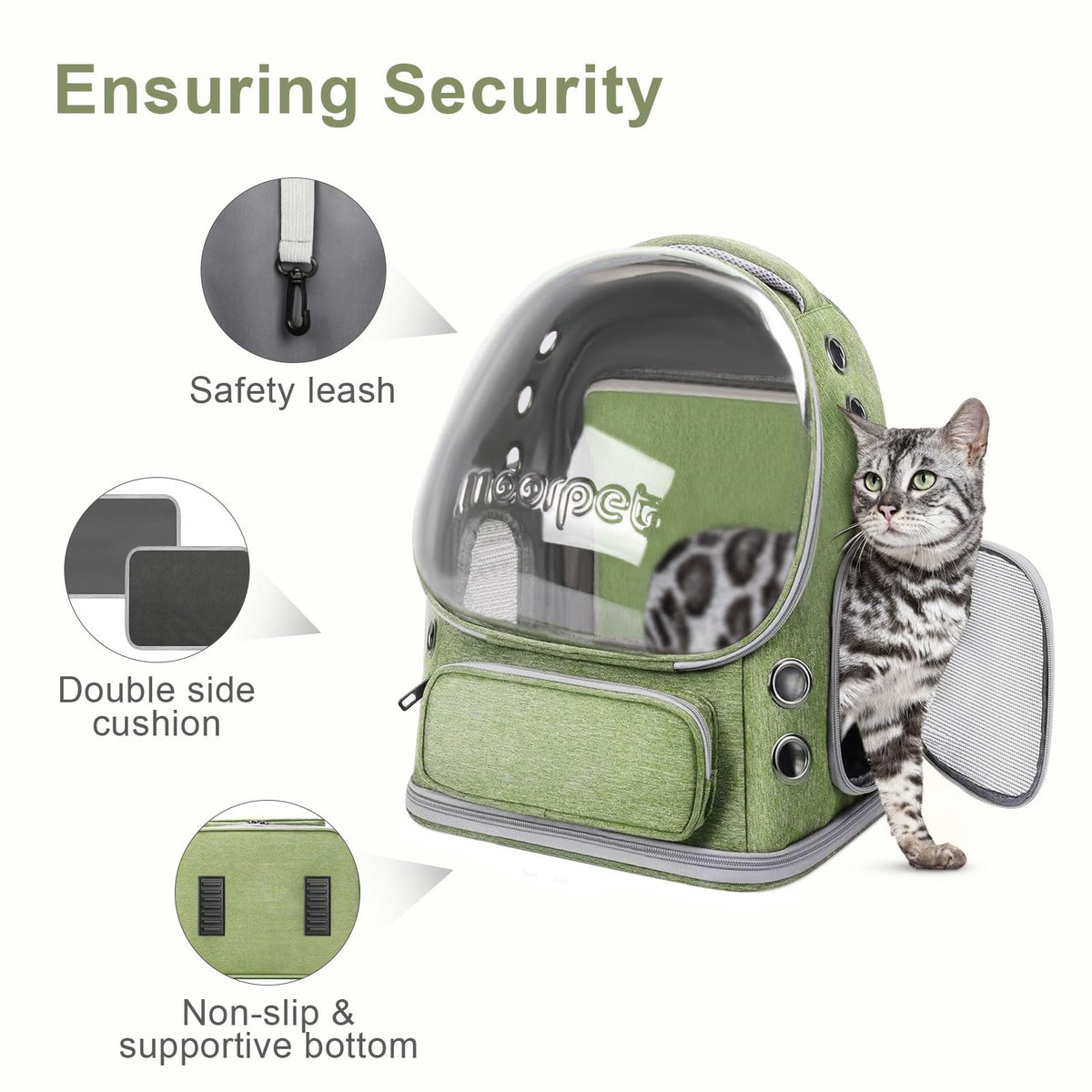 Green Expandable Breathable Pet Backpack Carrier R8734