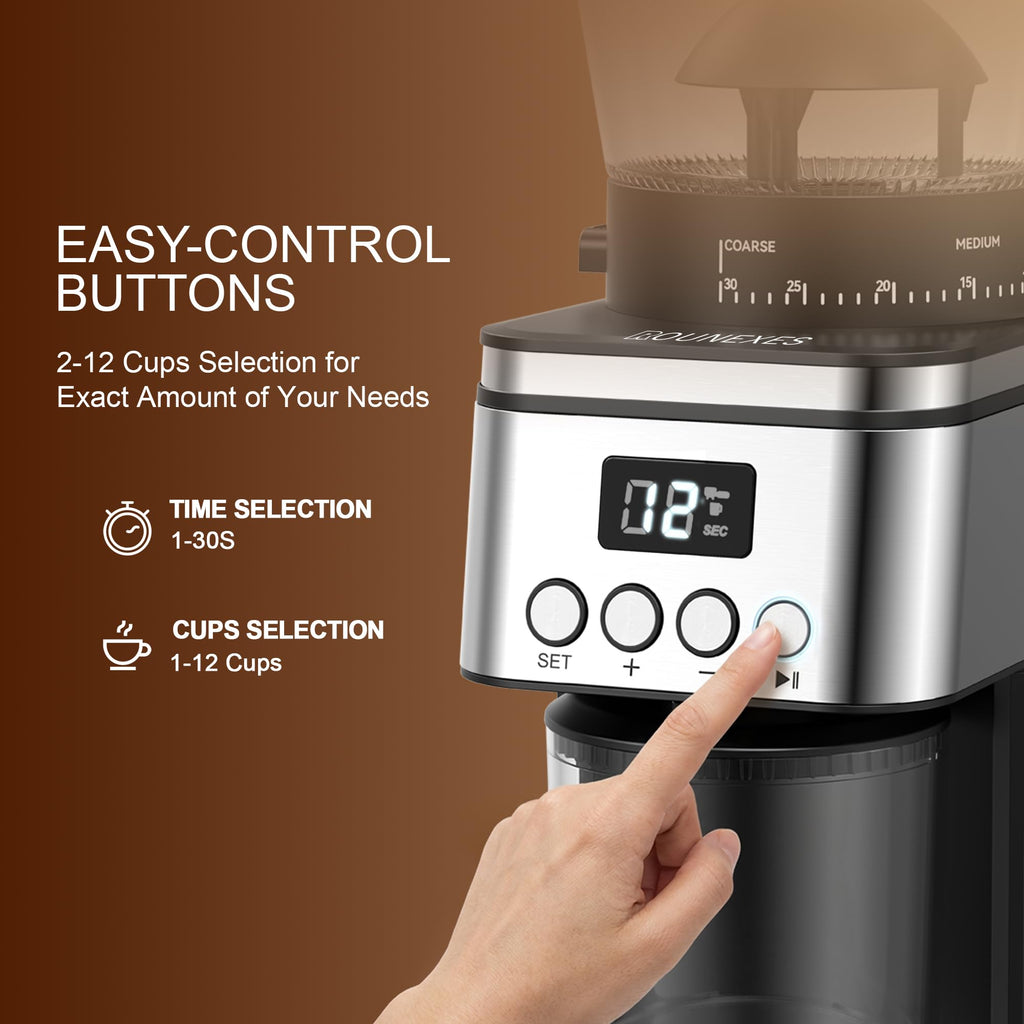 Electric Stainless Steel Conical Burr Coffee Grinder with 30 Grind Settings Z804