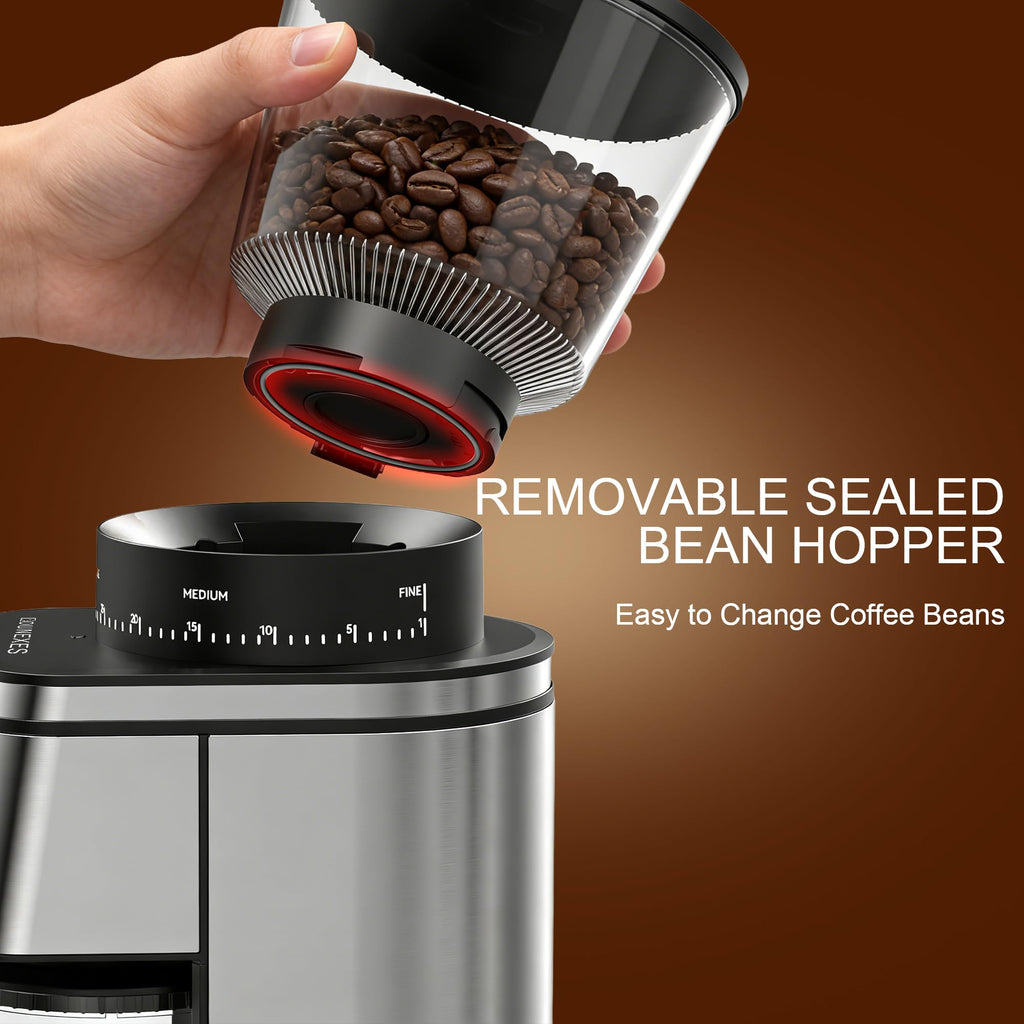 Electric Stainless Steel Conical Burr Coffee Grinder with 30 Grind Settings Z804