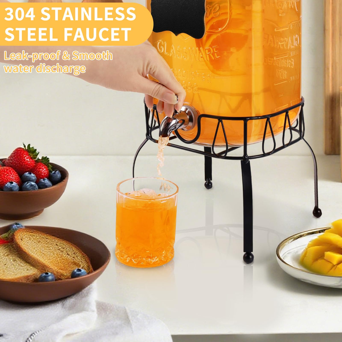 2 Gallon Glass Beverage Dispenser Jar Q76513