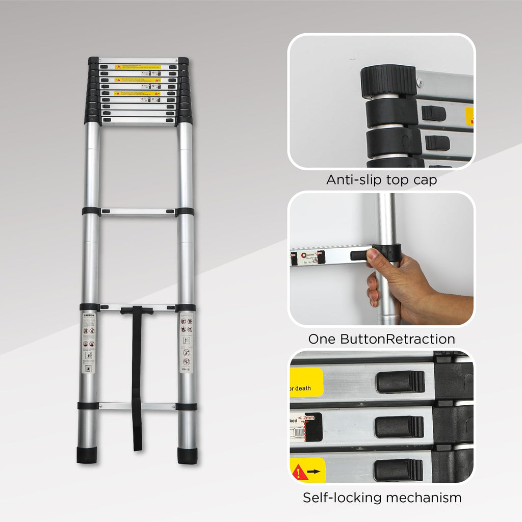16.5FT Aluminum Telescoping Ladder, 300LB Capacity J96420