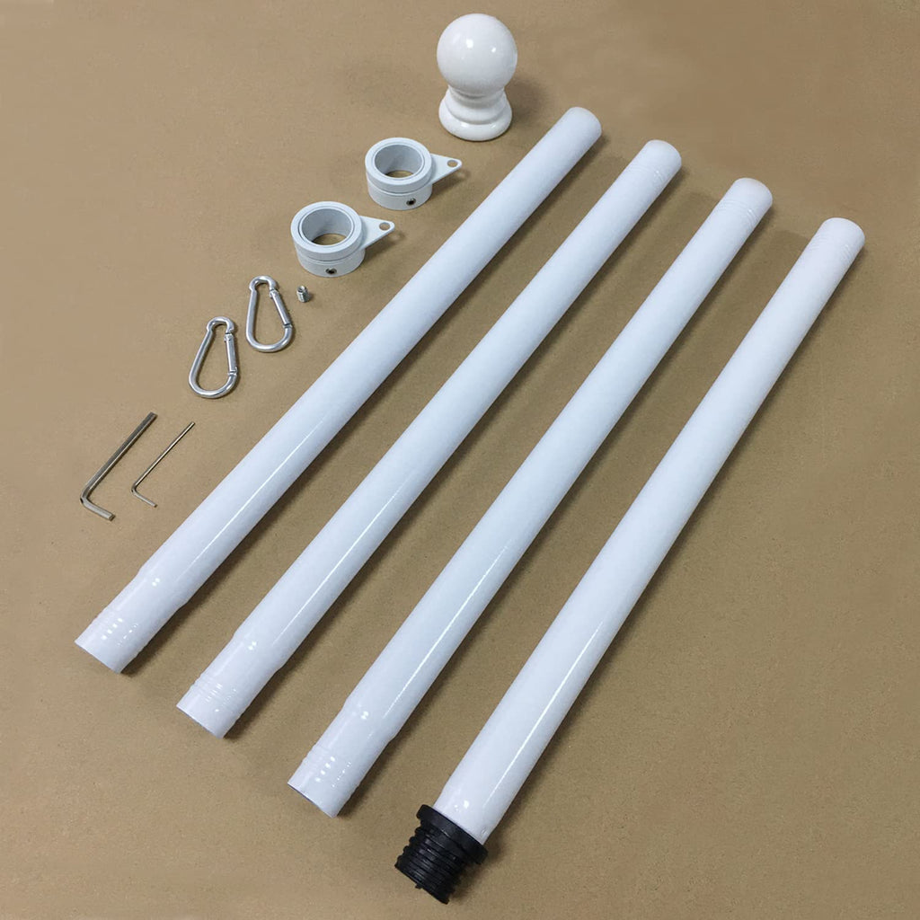 White 5 FT Stainless Steel Wall Mount Flag Pole Kit with 360° Rotating Rings V5262