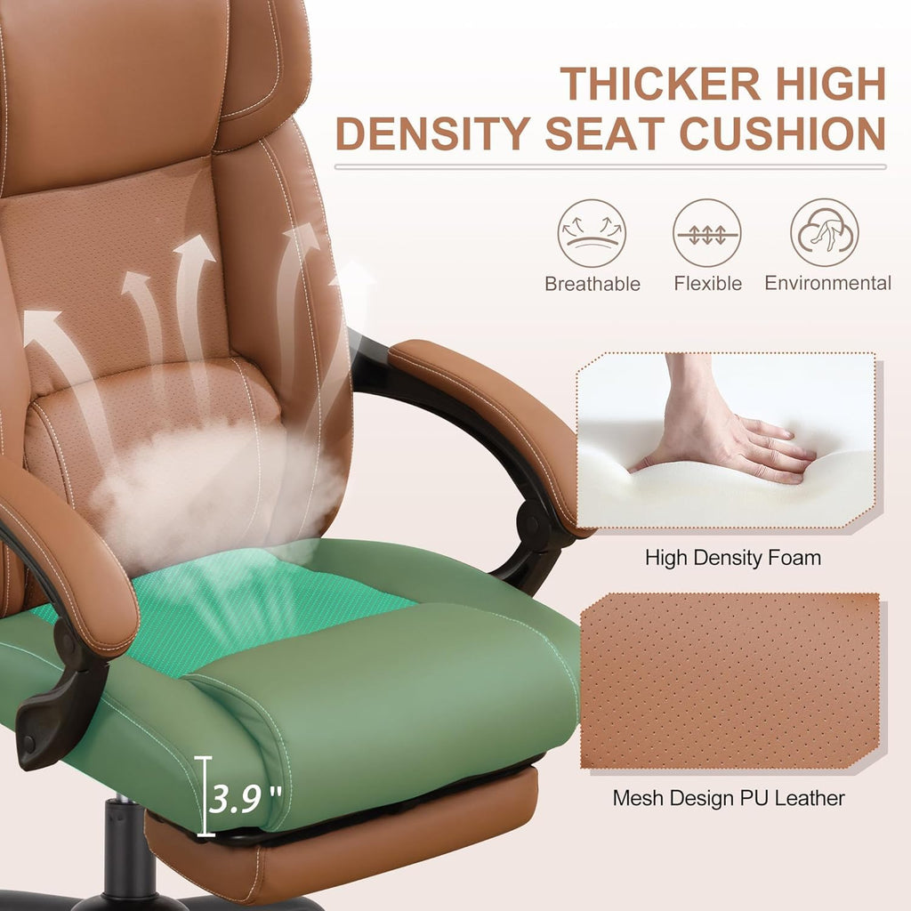 Brown Ergonomic Reclining Office Chair with Footrest and Lumbar Support S476360