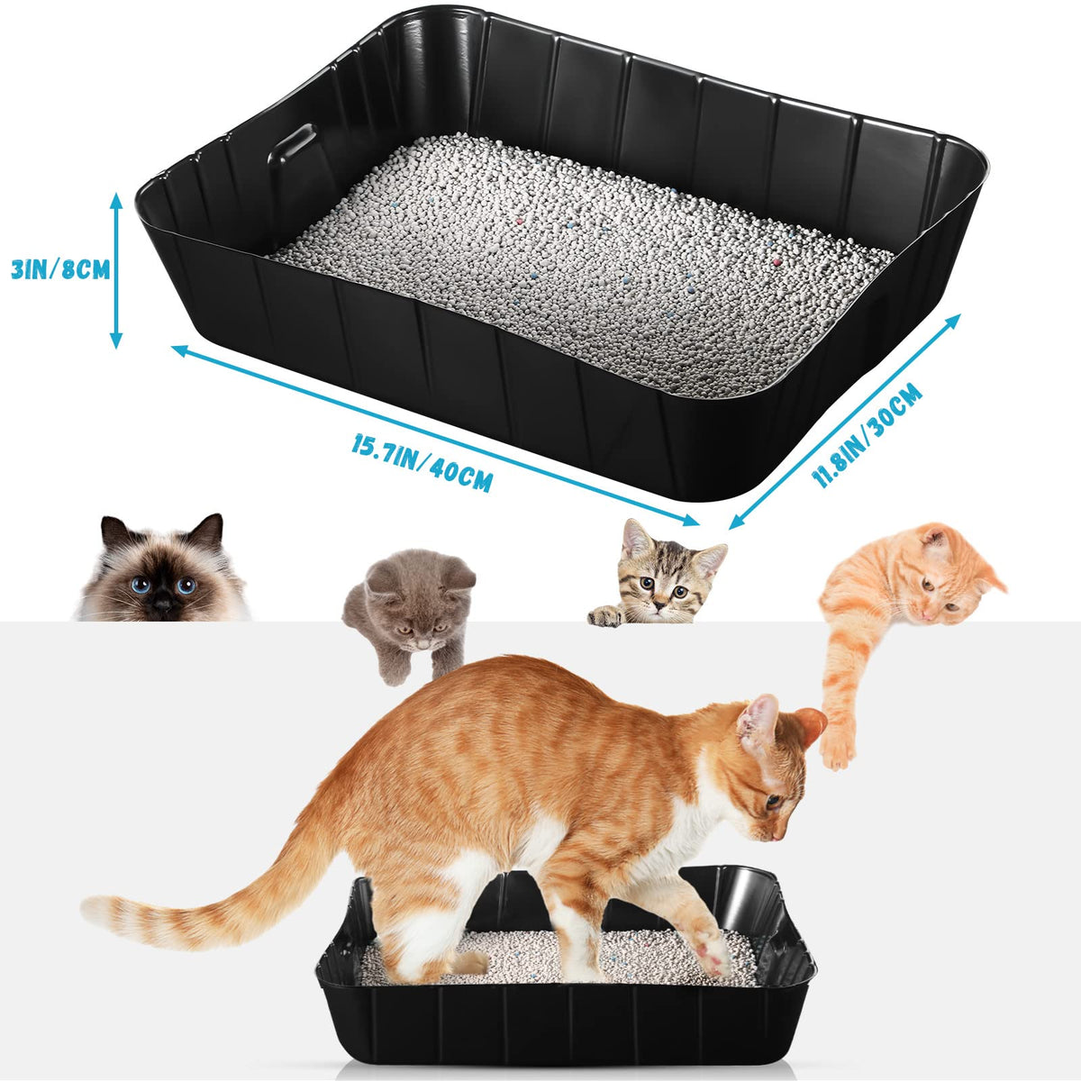 Black Disposable Litter Box for Cats O156659