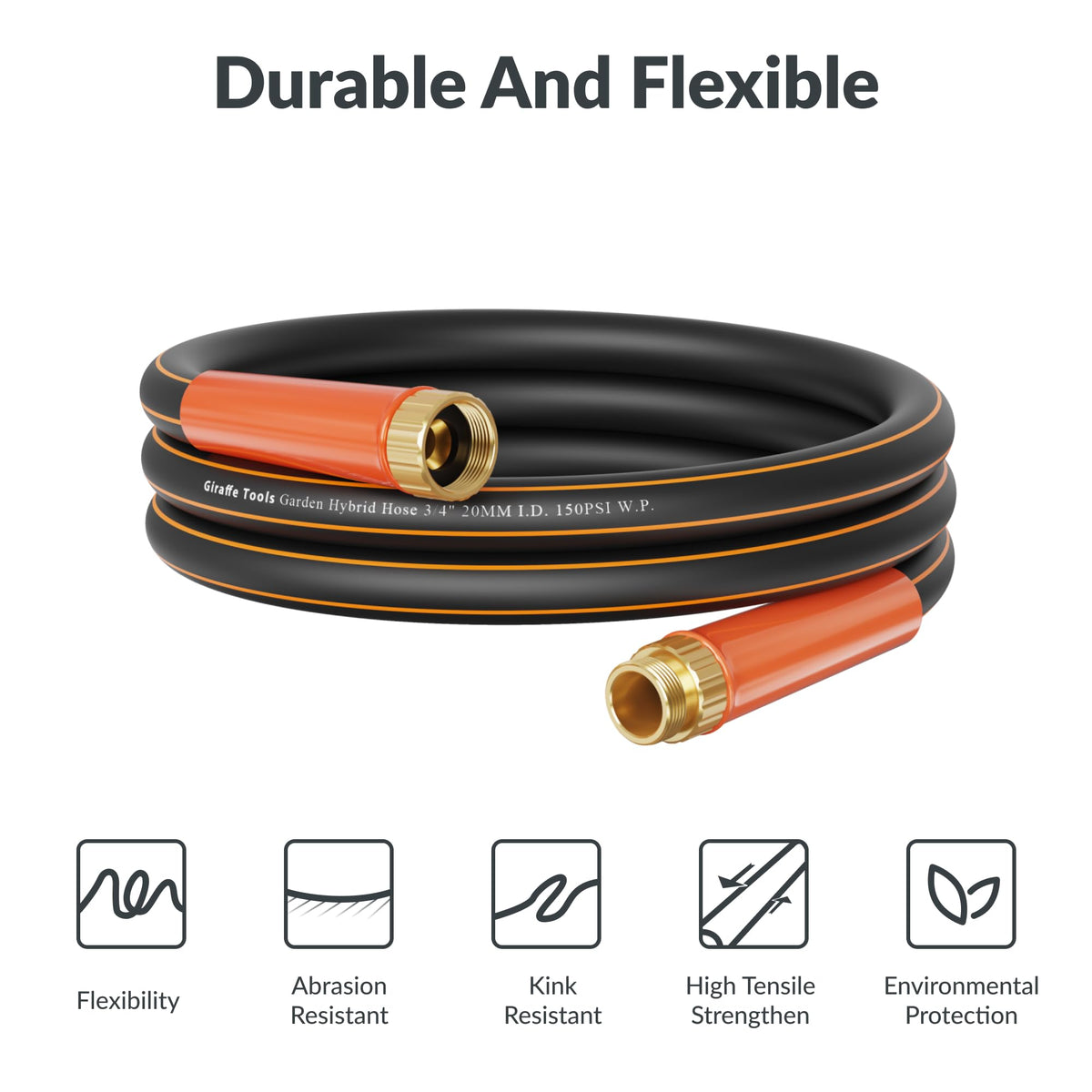 Garden Hose 25ft x 3/4" Heavy Duty Hybrid Lightweight N39402