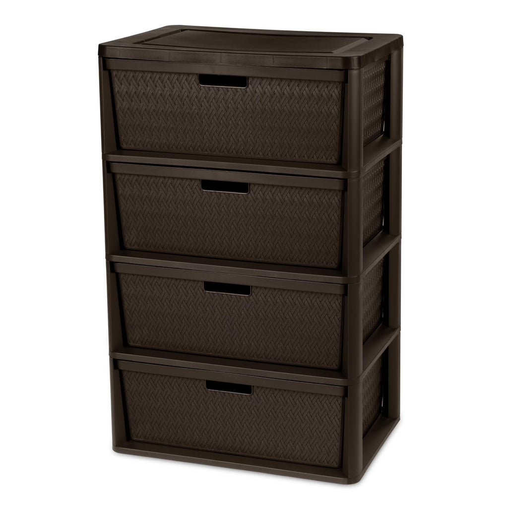 Brown 4 Drawer Plastic Storage Tower G361