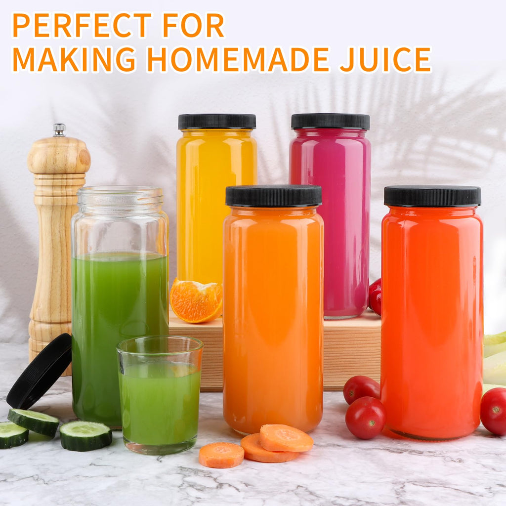 16oz Glass Juice Bottles, 12 Pack V85882