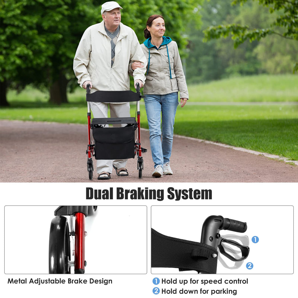 2-in-1 Aluminum Rollator Walker with Seat E7449