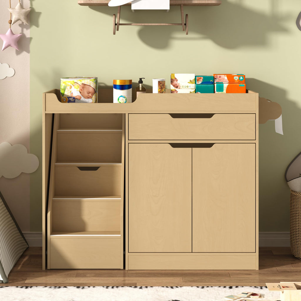 Oak Baby Changing Table with Drawers and Stairs X824275