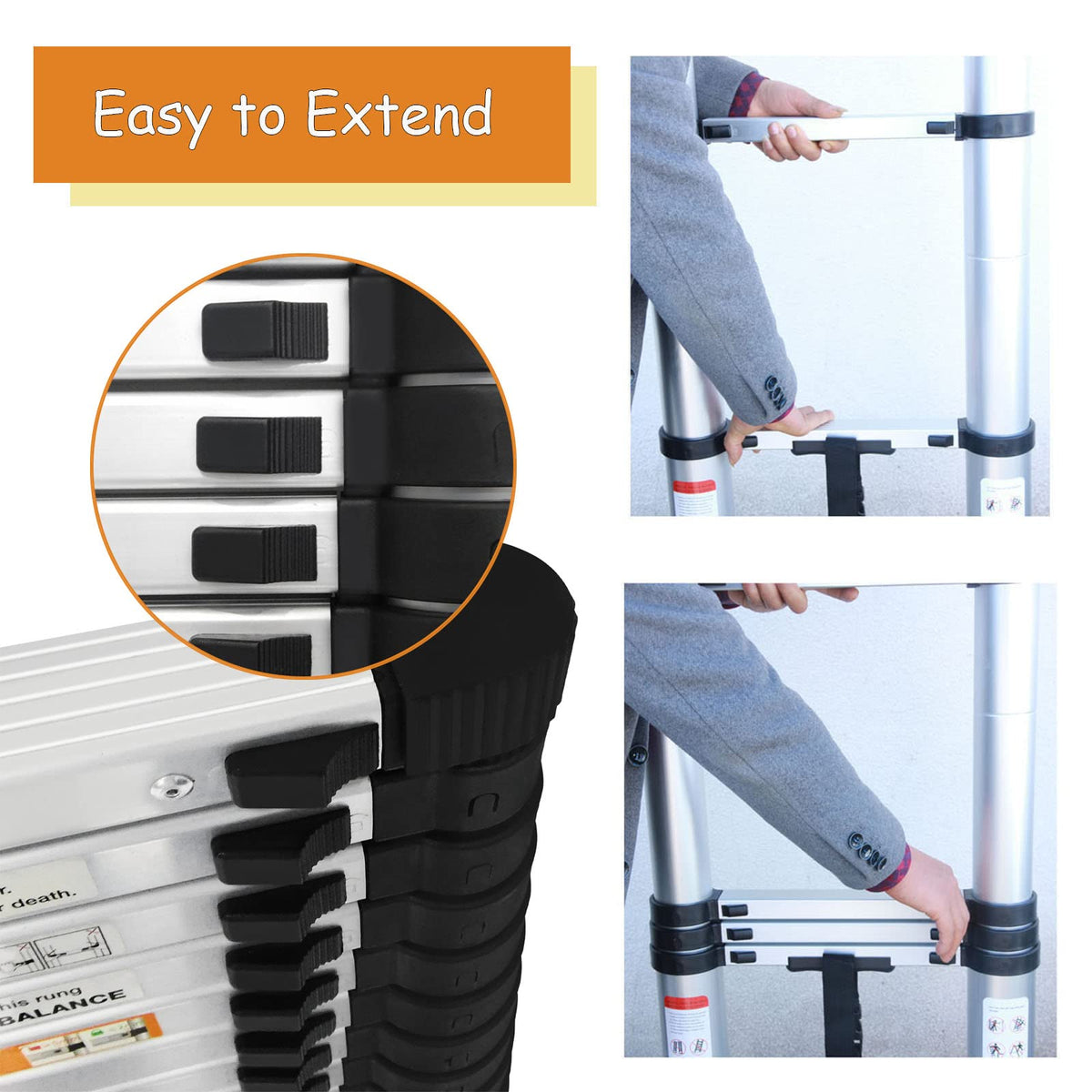 20.3ft Aluminum Telescoping Ladder 330lbs R113