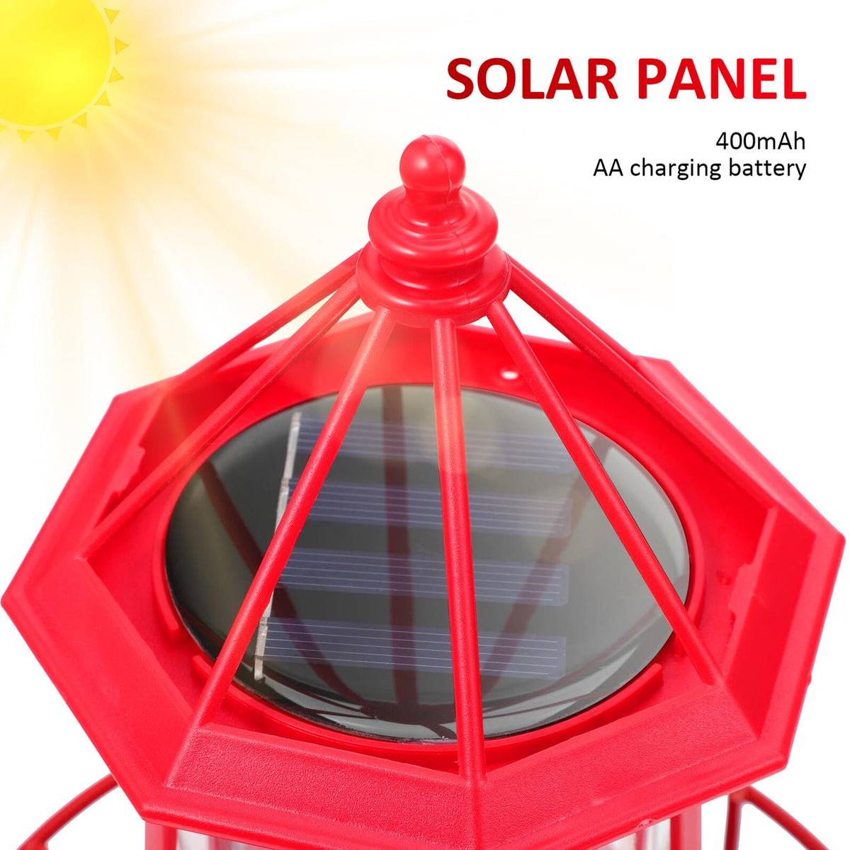 Solar Powered Rotating Lighthouse Garden Light H70898