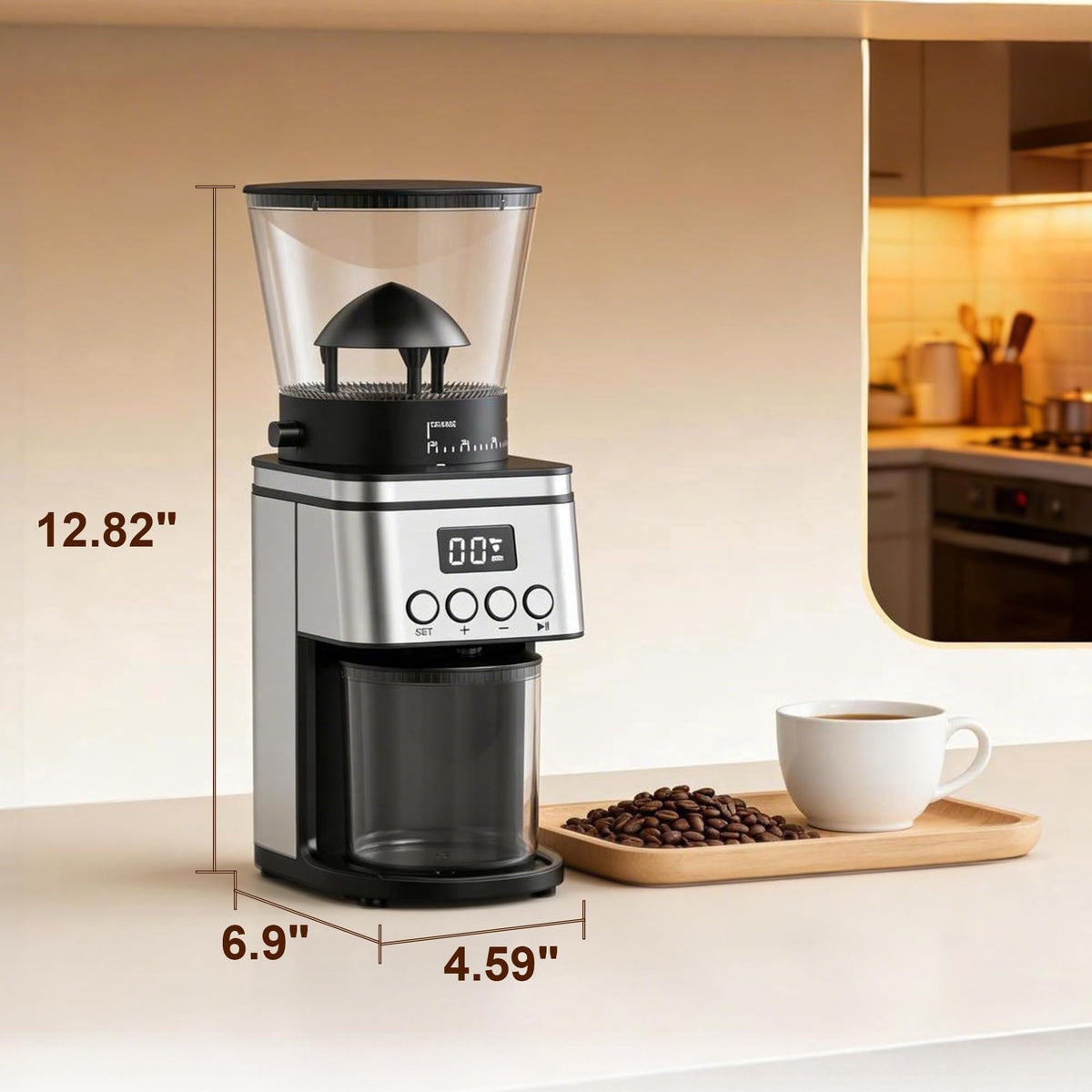 Electric Stainless Steel Conical Burr Coffee Grinder with 30 Grind Settings Z804