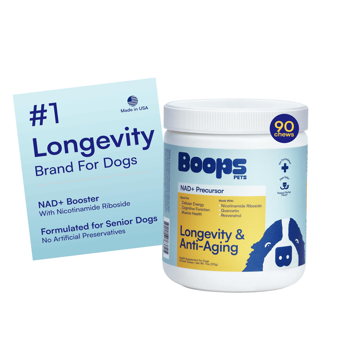 90 Soft Chews NAD+ Precursor Senior Dog Supplement V31897