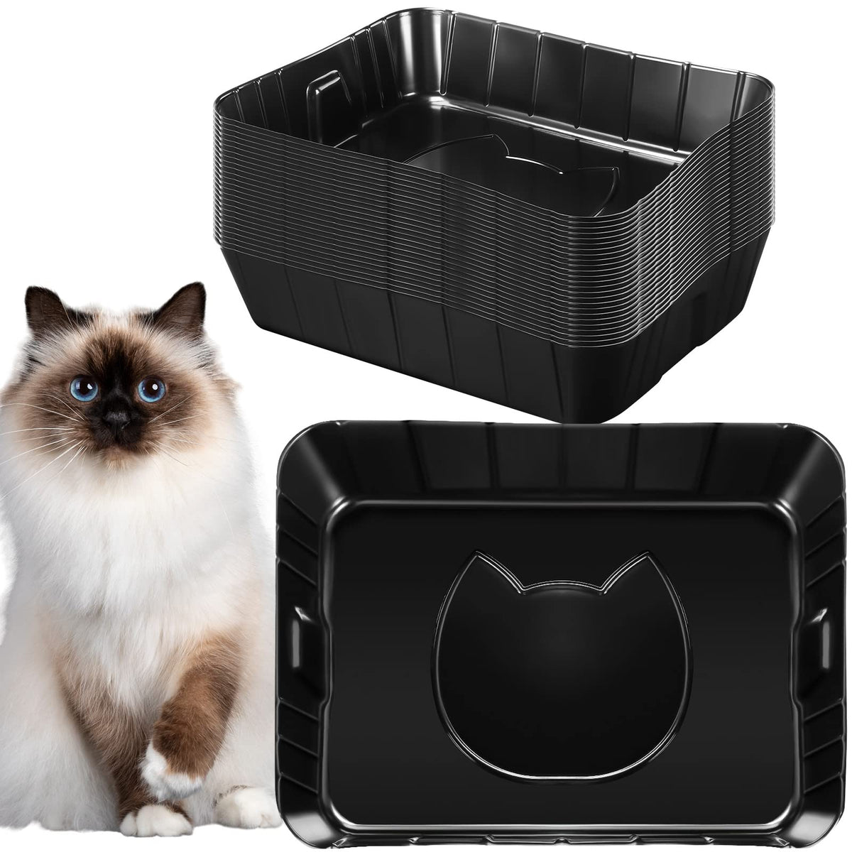 Black Disposable Litter Box for Cats O156659