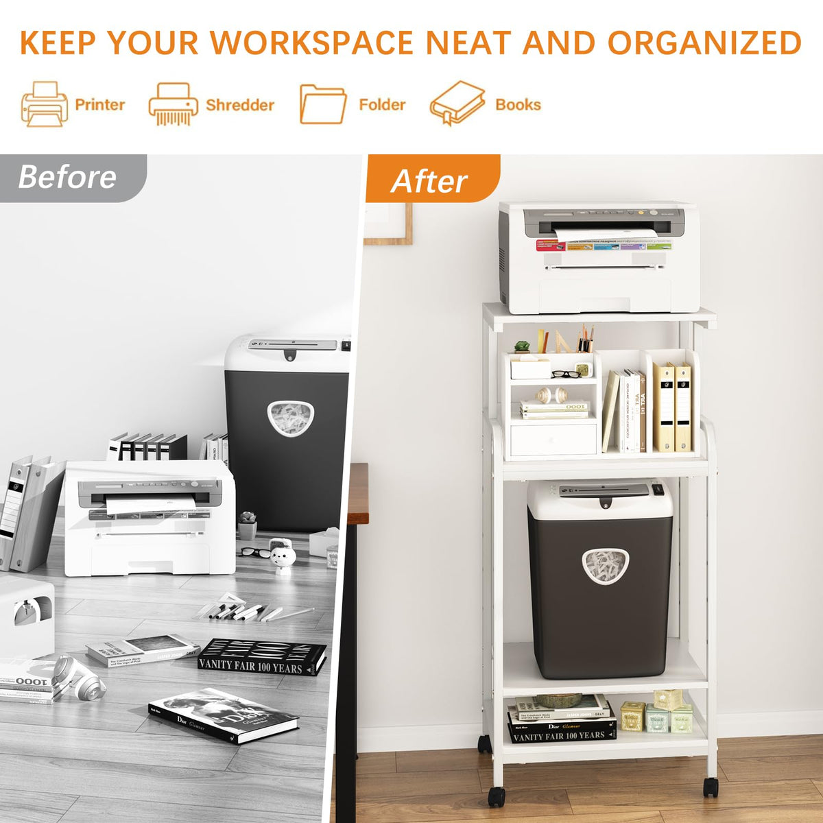 4-Tier Printer Stand with Storage Shelf H435