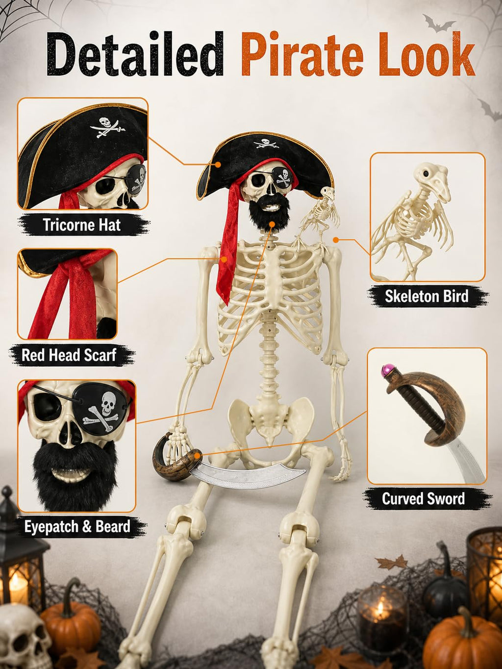 5.4 Ft Halloween Skeleton Decoration A40333