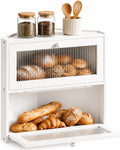 White Double Layer Bamboo Corner Bread Box E79097
