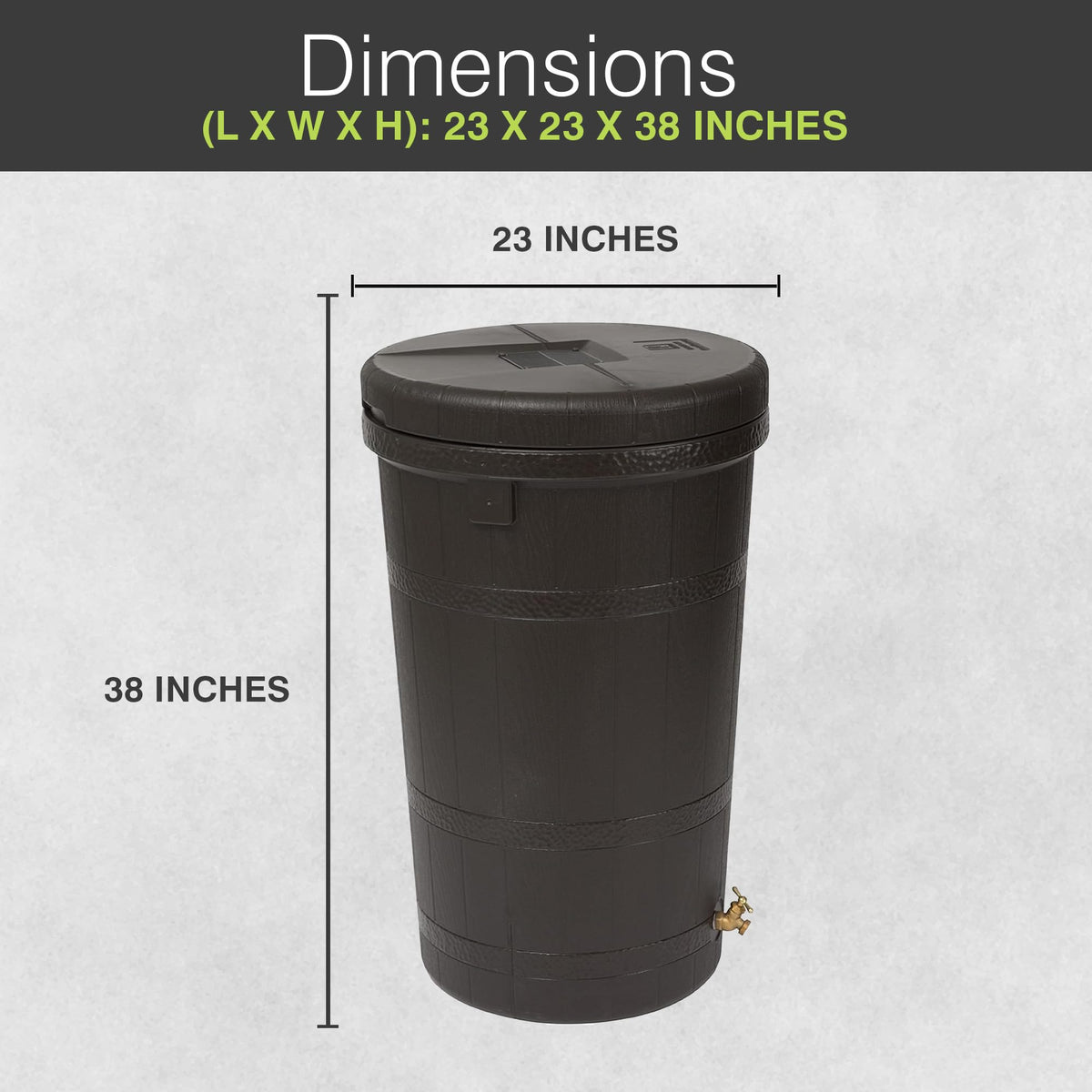 50 Gallon Oak Brown Water Collection Barrel B4792
