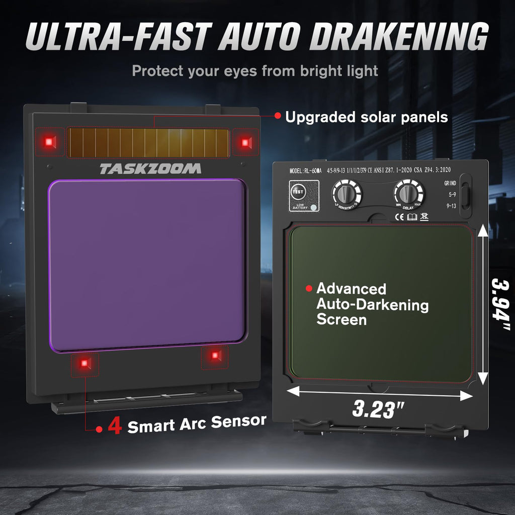 Auto Darkening Welding Helmet True Color Large View 4 Arc Sensors C864