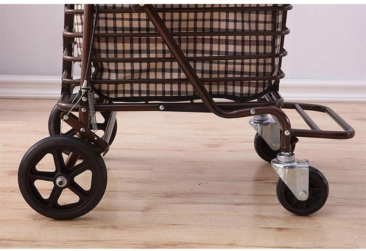 Folding Carbon Steel Rollator Walker Shopping Trolley G490743