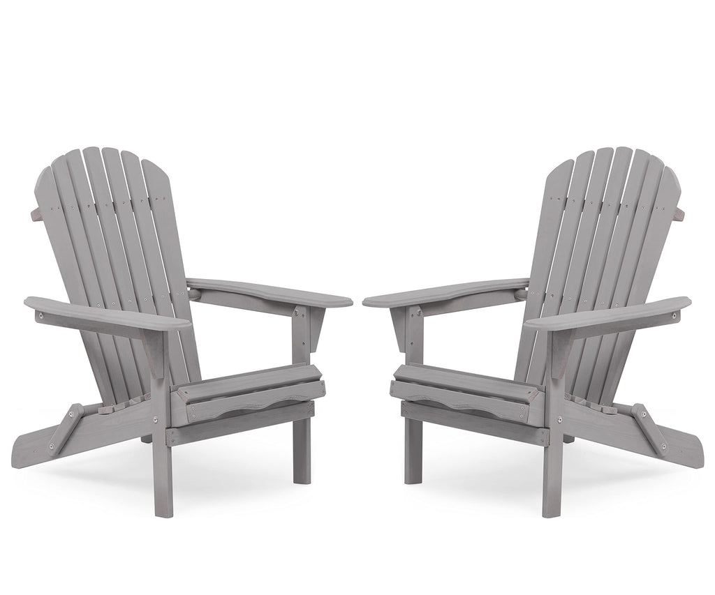 Folding Solid Wood Adirondack Chair Set of 2 Grey K3105