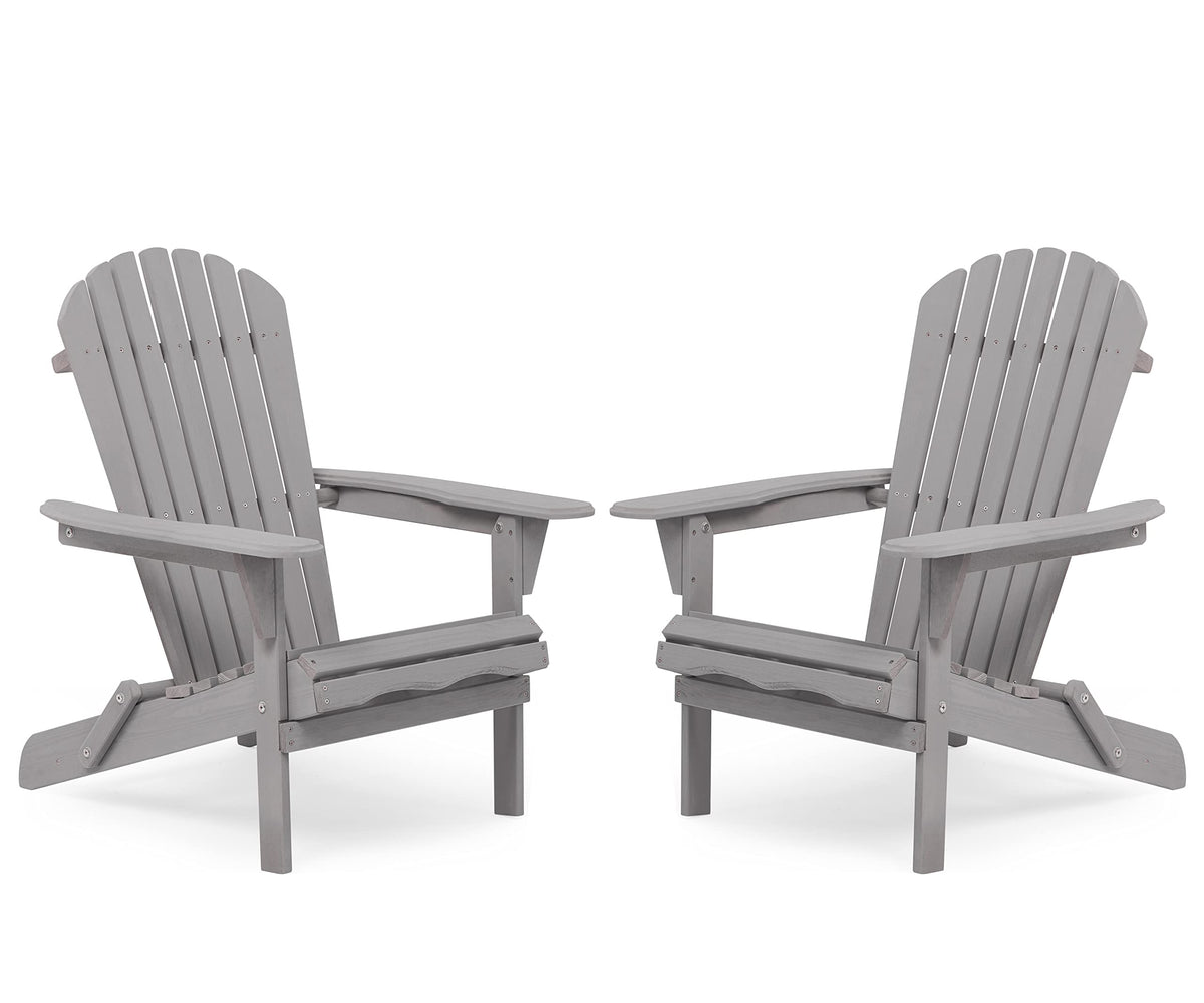 Folding Solid Wood Adirondack Chair Set of 2 Grey K3105