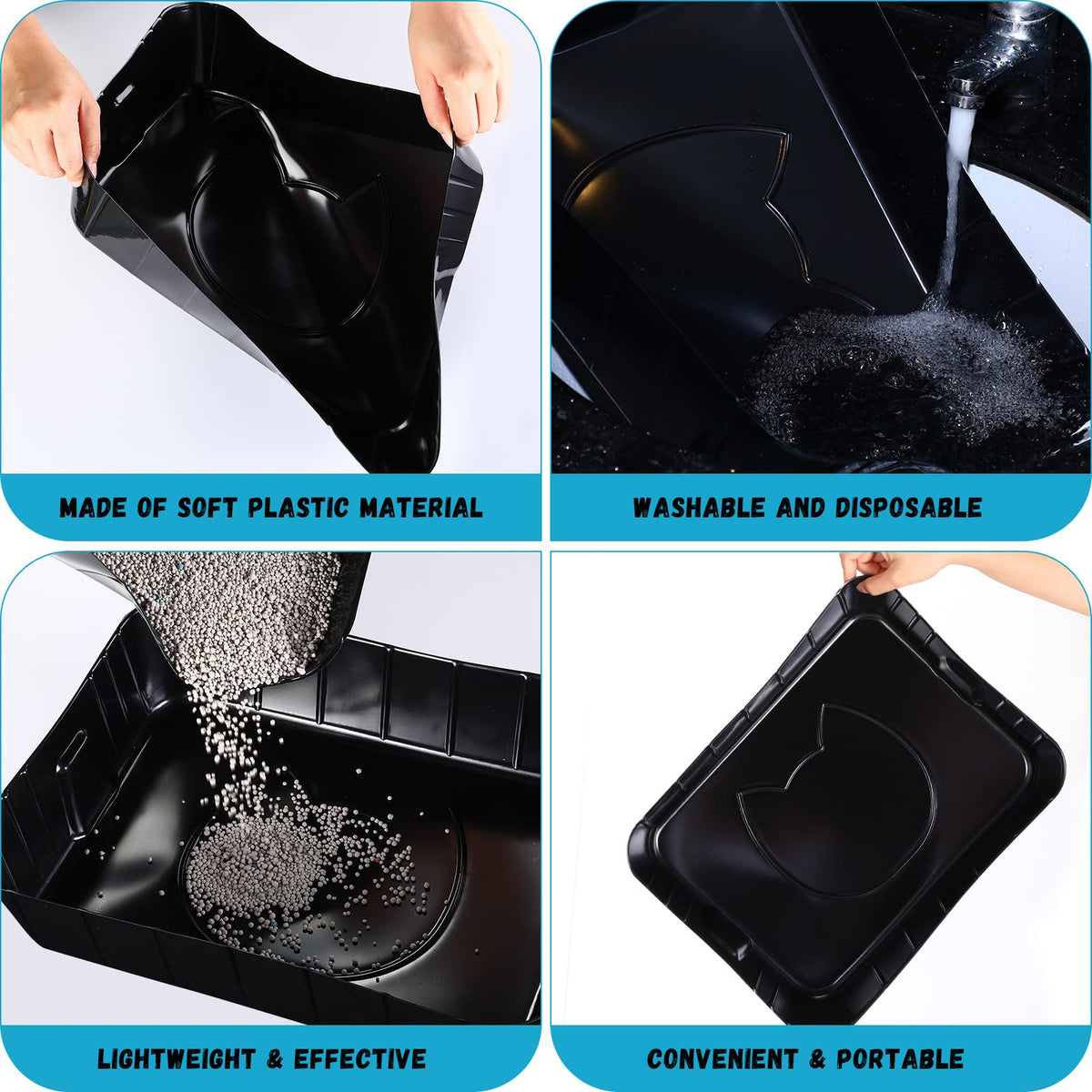 Black Disposable Litter Box for Cats O156659