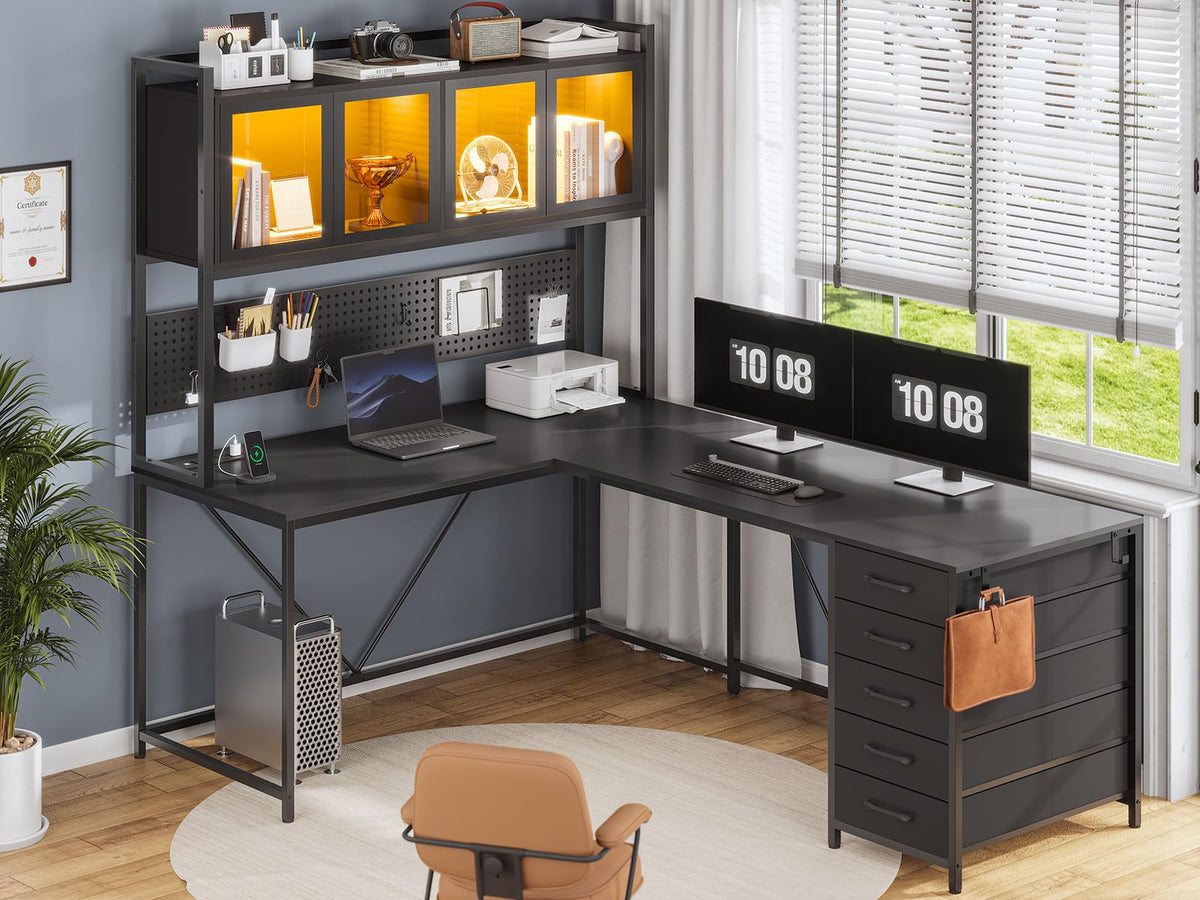 L Shaped Gaming Corner Desk with Drawers R780454