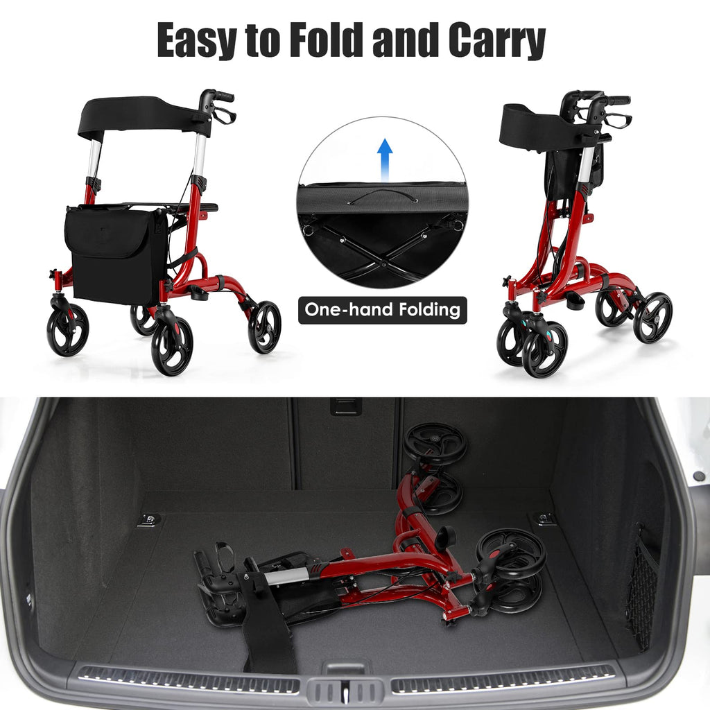 2-in-1 Aluminum Rollator Walker with Seat E7449