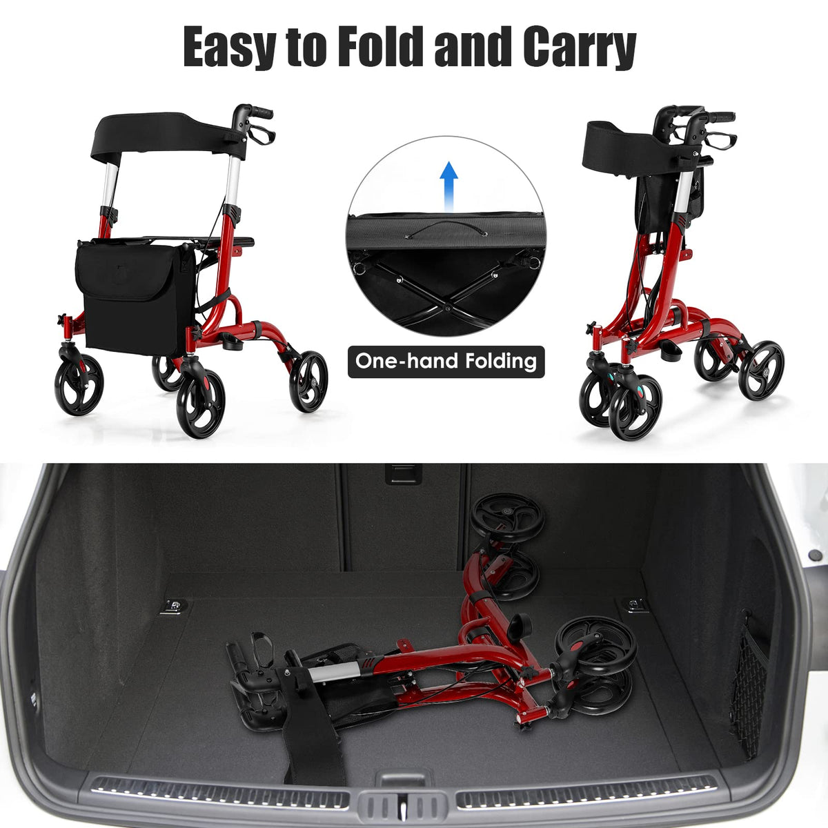 2-in-1 Aluminum Rollator Walker with Seat E7449