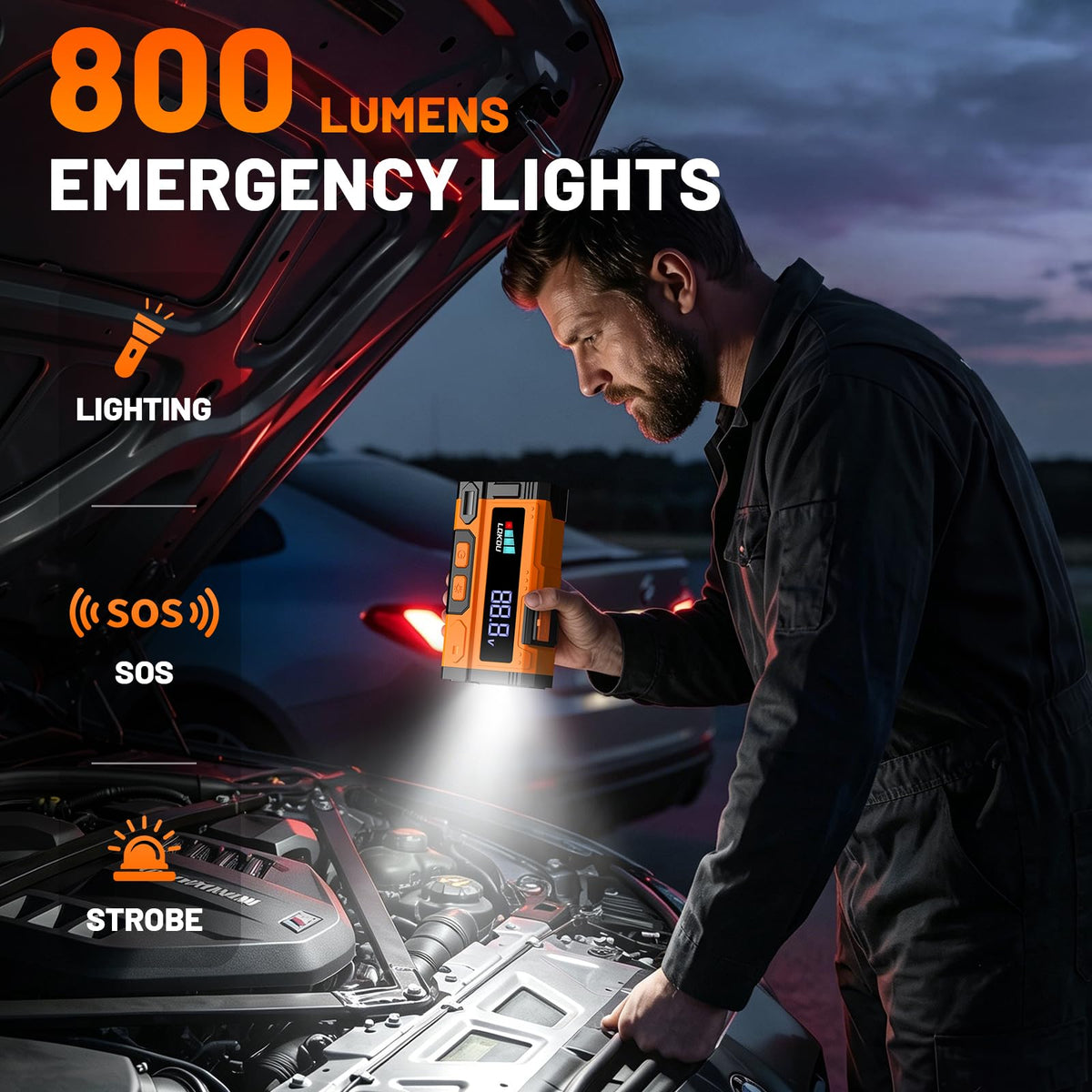 5000A 12V Portable Lithium Jump Starter E3865