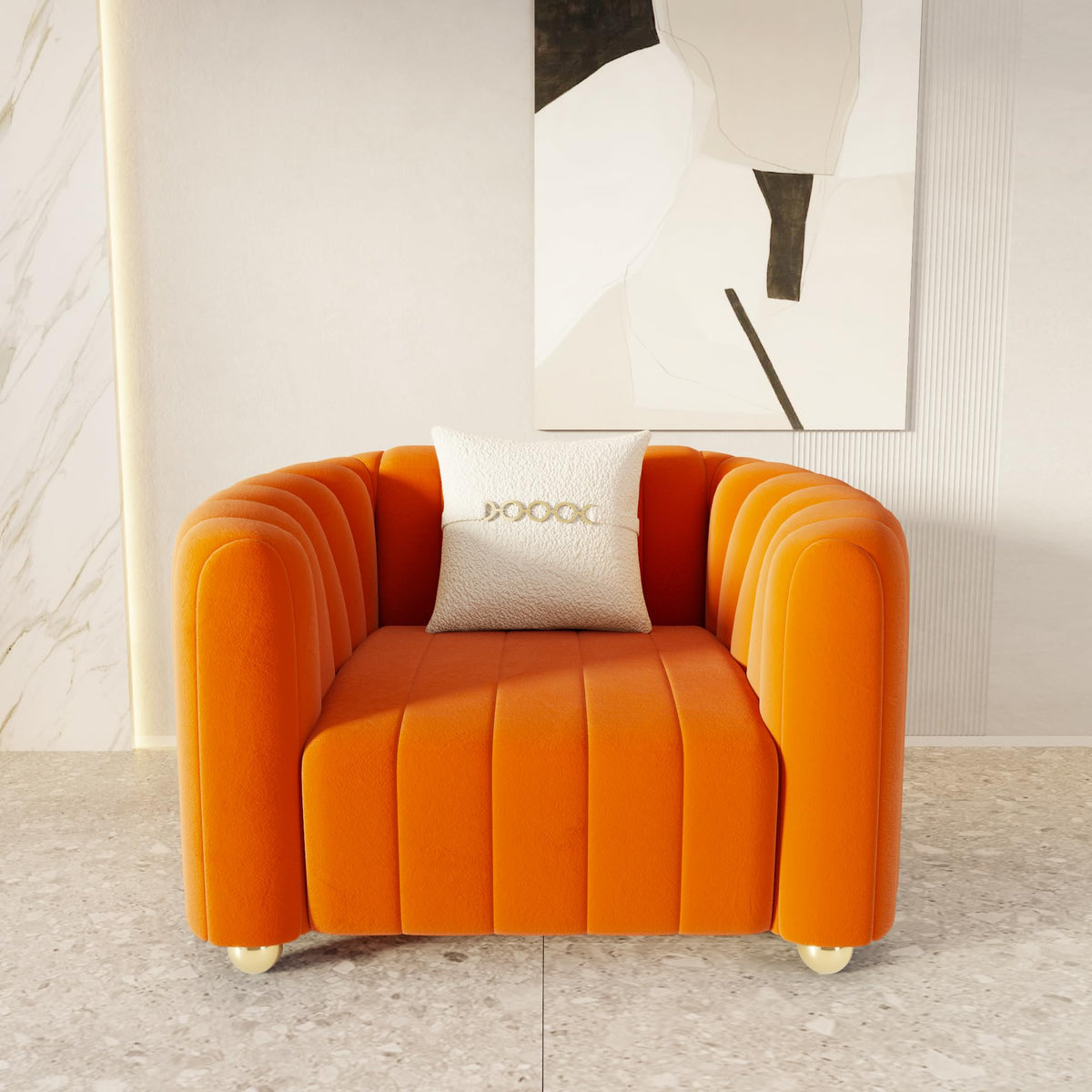 42" Velvet Sofa Chair with Gold Metal Legs I734121