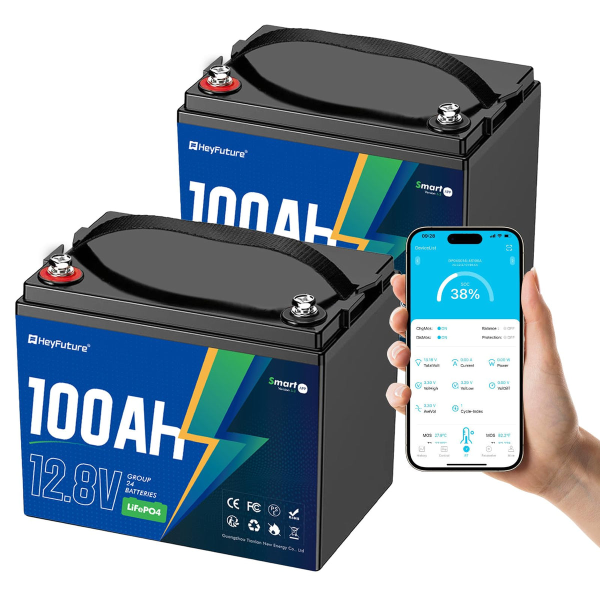 12V 100Ah LiFePO4 Battery 2 Pack J876