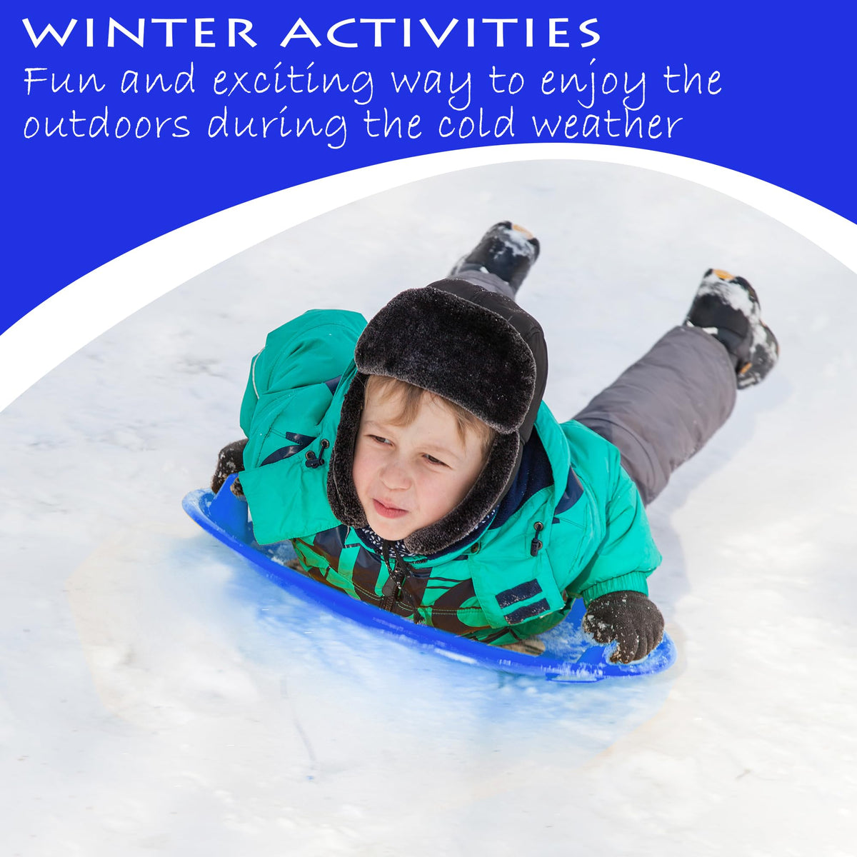 Heavy-Duty Plastic Snow Sled with Handles U778398