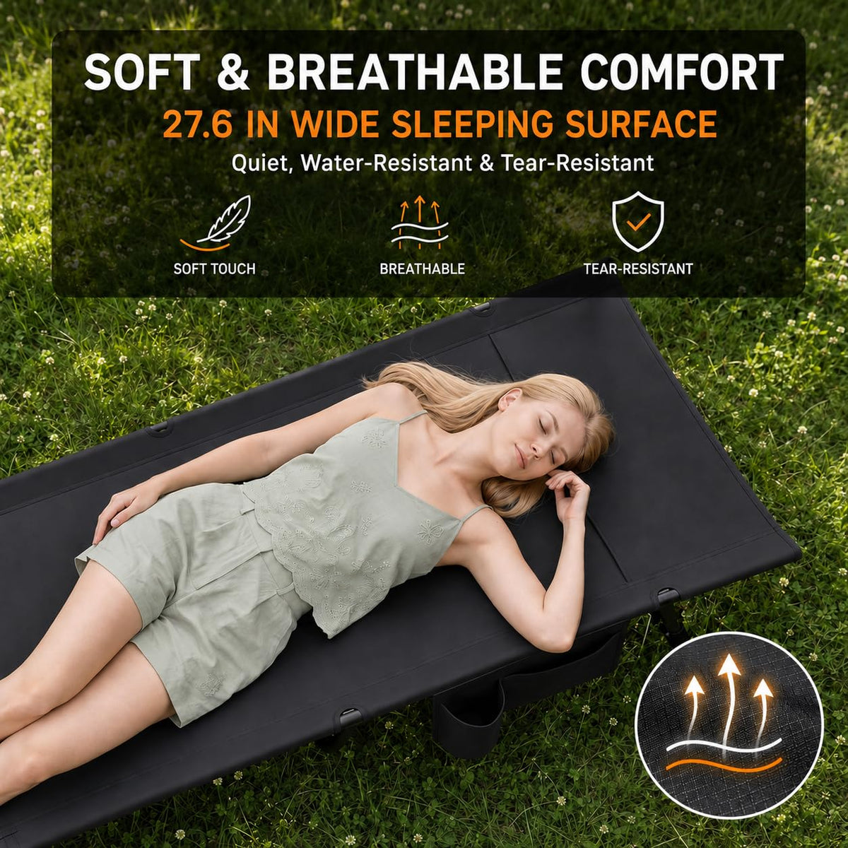 Portable Camping Cot with Pillow Pocket M330118