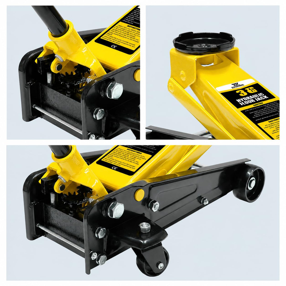 3 Ton Low Profile Steel Racing Floor Jack with Dual Pistons Quick Lift Pump T9584
