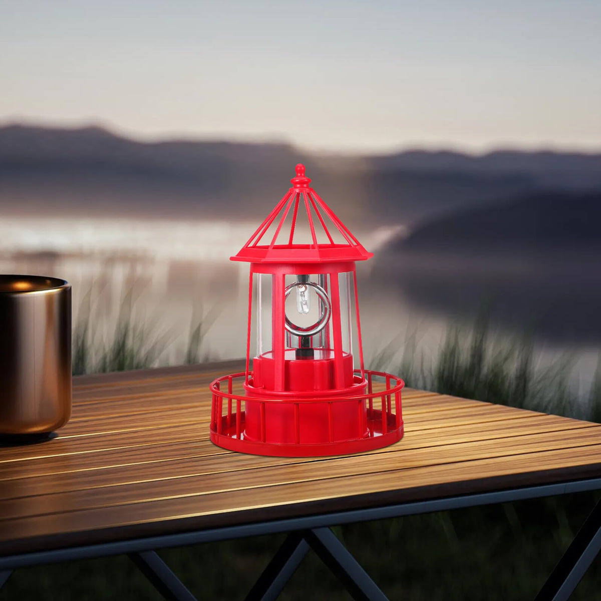 Solar Powered Rotating Lighthouse Garden Light H70898
