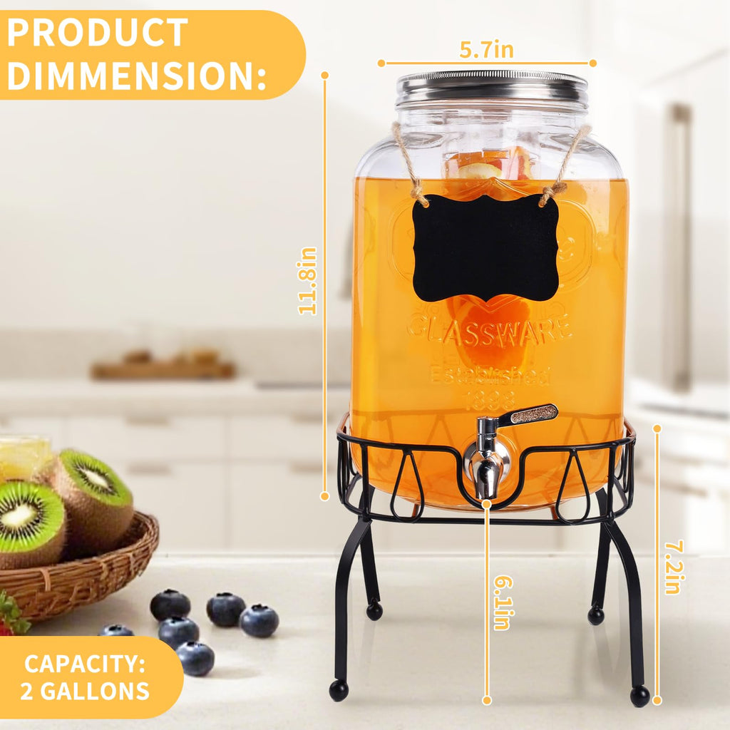 2 Gallon Glass Beverage Dispenser Jar Q76513
