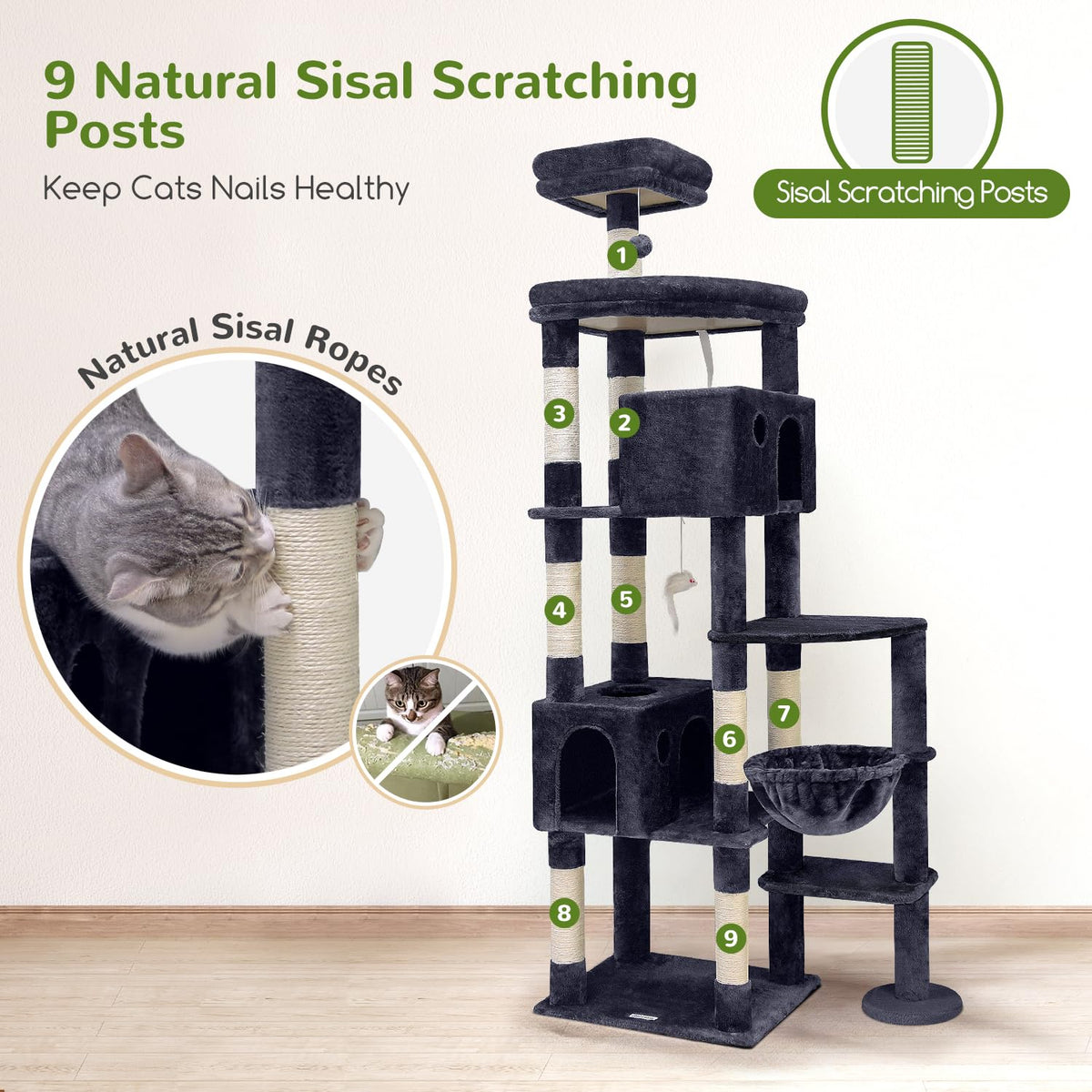 Dark Grey 83in Cat Tree F156
