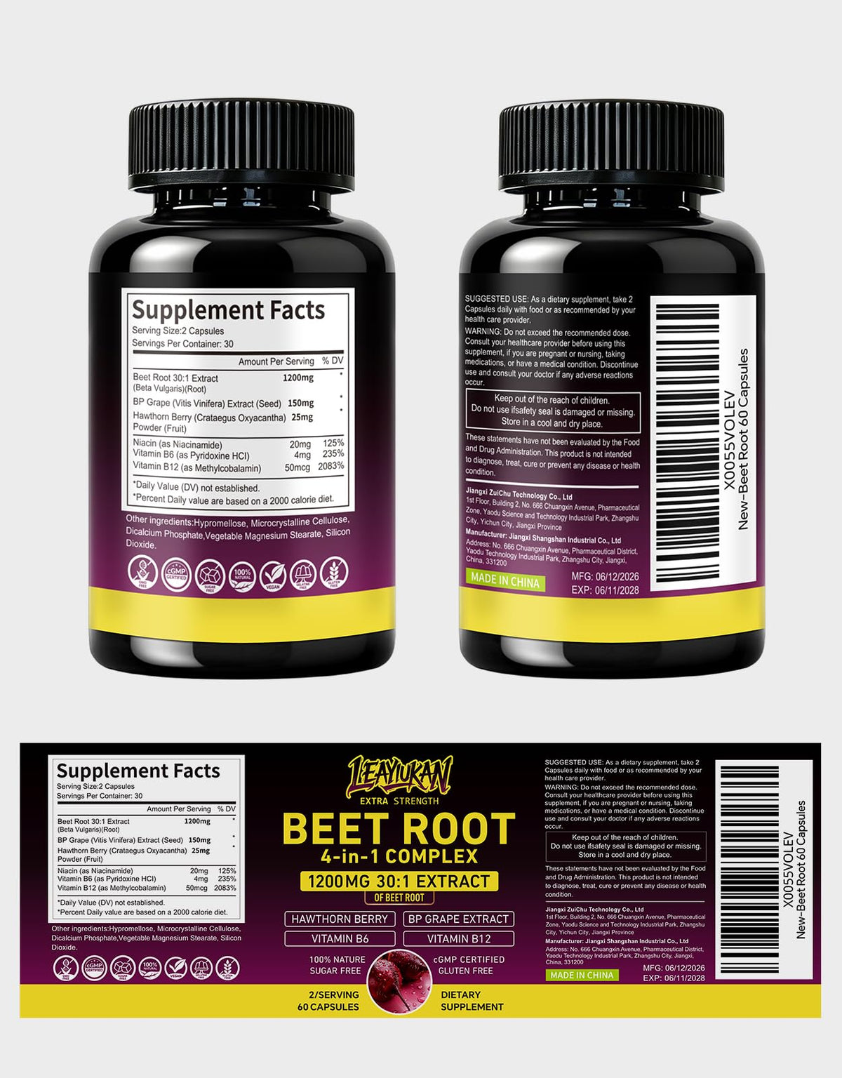 Beet Root Capsules 1200mg 60 Count O842