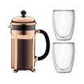 8 Cup French Press Coffee Maker and 2 Piece Glass Set E43259