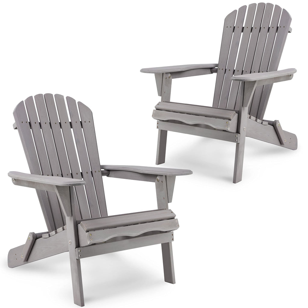 Folding Solid Wood Adirondack Chair Set of 2 Grey K3105