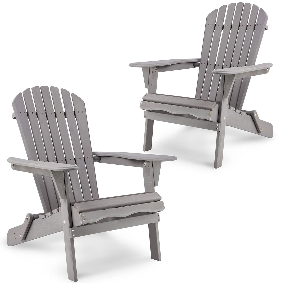 Folding Solid Wood Adirondack Chair Set of 2 Grey K3105