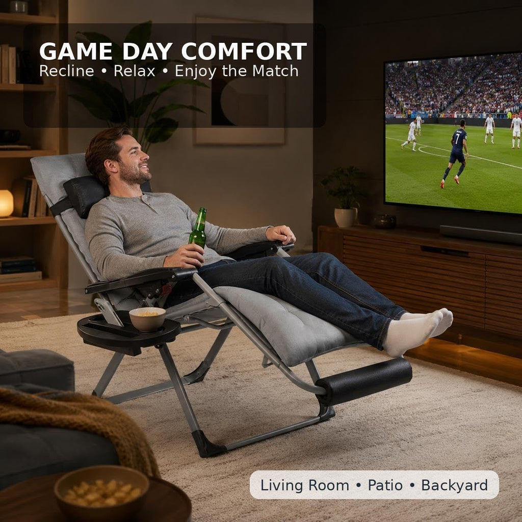 26" Gray Zero Gravity Chair with Removable Cushion M5615