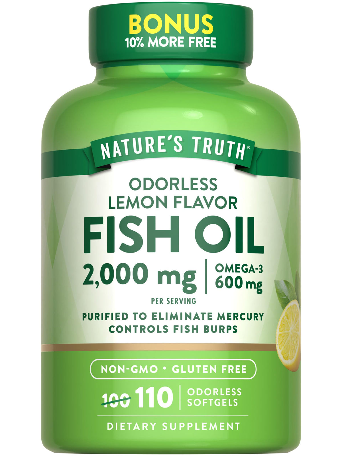Fish Oil 2000mg 110 Softgels Lemon Flavor Y922