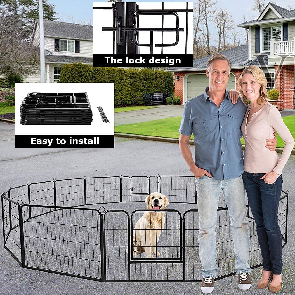 Heavy Duty Metal Fold Dog Playpen with Safety Door, 24 inch I436